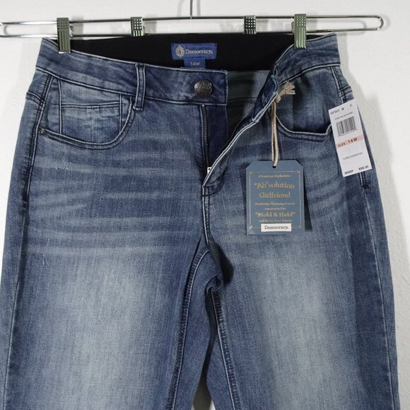 Democracy Girlfriend Jeans Women's Plus Size 14W Blue Denim Stretch "Ab" - Picture 3 of 11